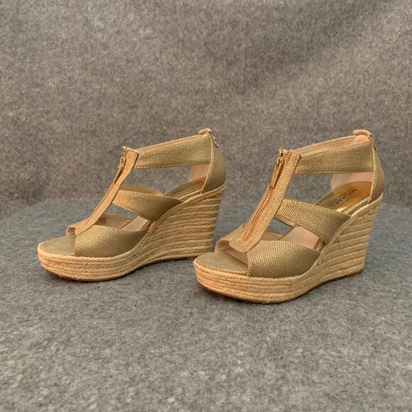 Michael Michael Kors Women's Heel Front Zip Wedge Open Toe Shoes - Picture 4 of 14